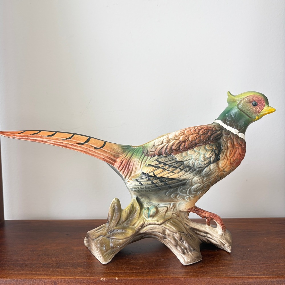 Vintage Enesco Ceramic Pheasant Planter Figurine E-927 Japan Ring-Necked Bird